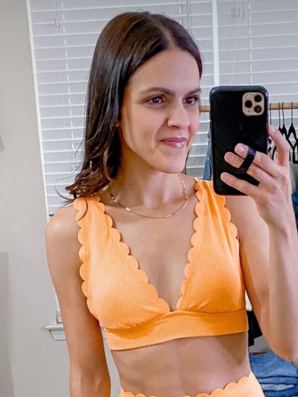 Scalloped Edge Orange Bikini Top